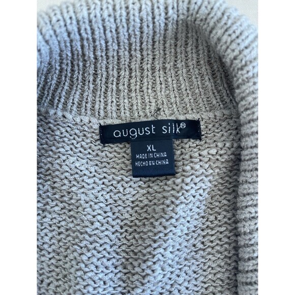 August Silk Women Tan Short Sleeve Large Button Acrylic Ribbon Knit Cardigan XL - Picture 4 of 8